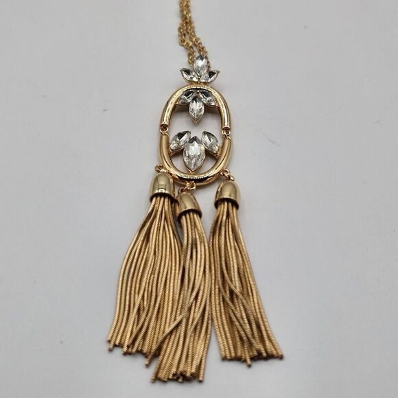 Gold flower tassel statement necklace - Picture 2 of 3